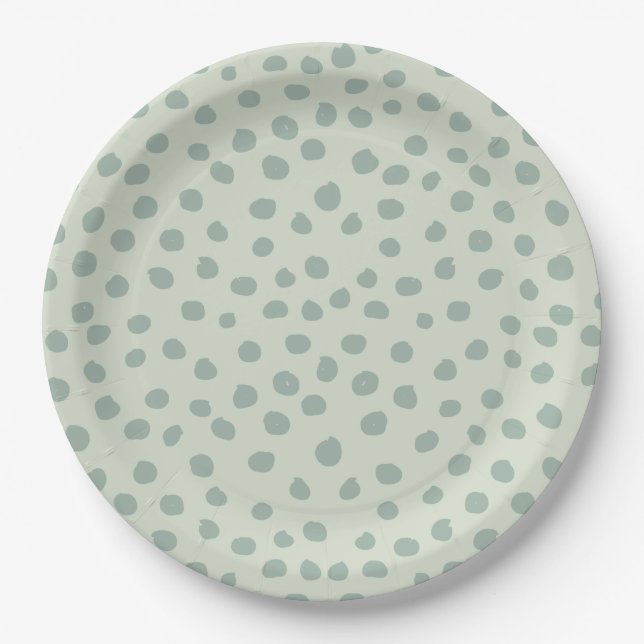 Plato De Papel Dots Sage Green (Anverso)