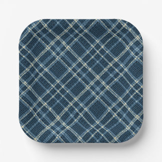 Plato De Papel Dotted checkered pattern. Gray-blue.