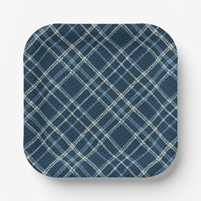 Plato De Papel Dotted checkered pattern. Gray-blue. (Anverso)