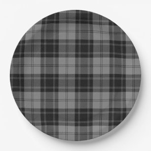 Plato De Papel Douglas Gray Tartain Tapa Gris Negro