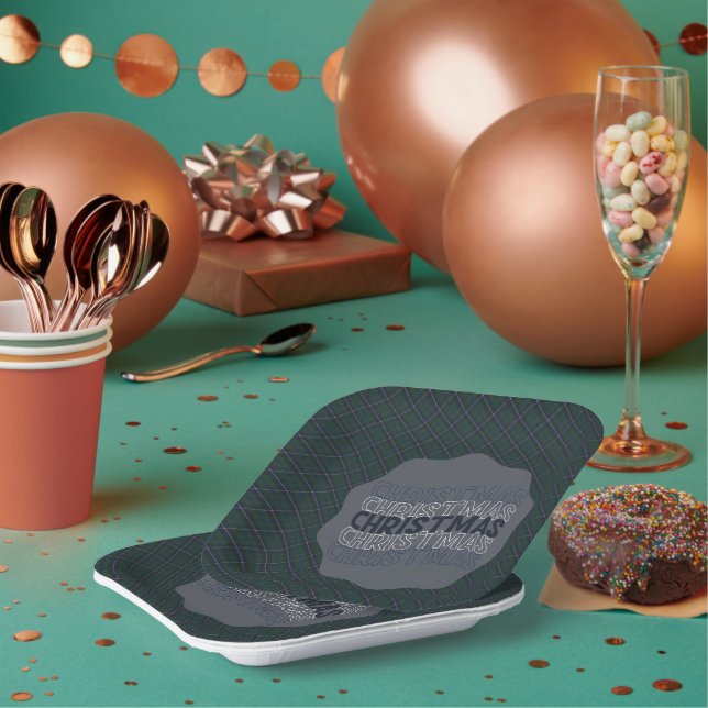 Plato De Papel Douglas Modern Scottish  Tartan Christmas  (Multi)