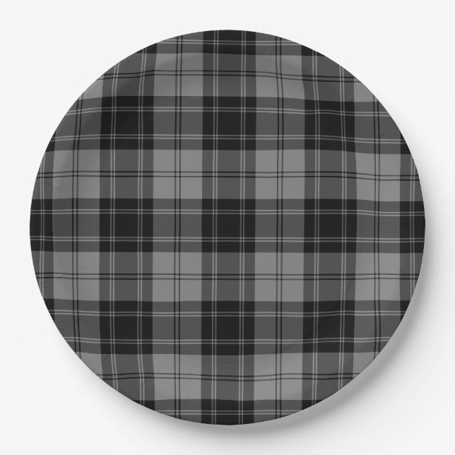 Plato De Papel Douglas tartan negro (Anverso)