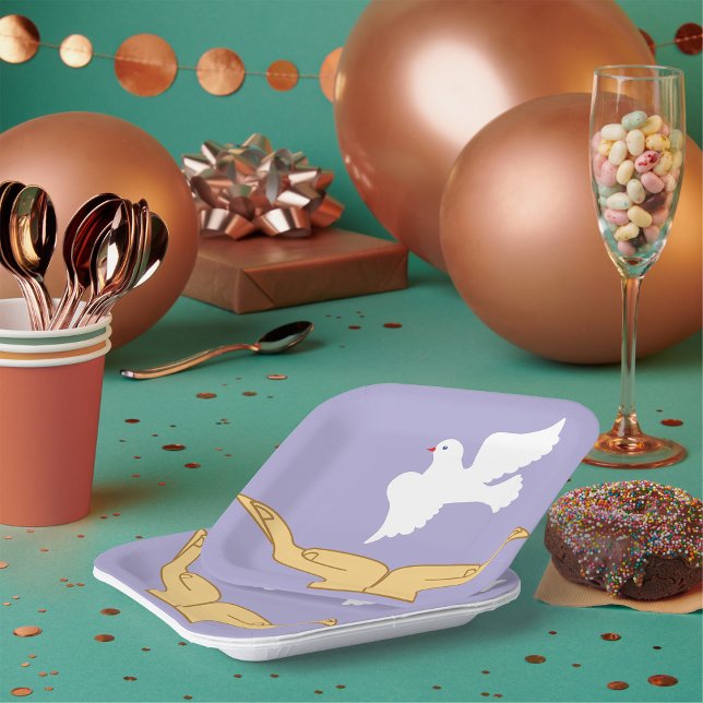 Plato De Papel Dove Bird World Peace White (Subido por el creador)