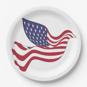 PLATO DE PAPEL DOVE DE PAZ ESTADOUNIDENSE