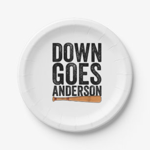 Plato De Papel DOWN GOES ANDERSON FUNNY BASEBALL regalo ANDERSON