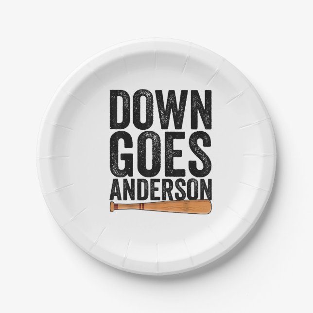 Plato De Papel DOWN GOES ANDERSON FUNNY BASEBALL regalo ANDERSON (Anverso)