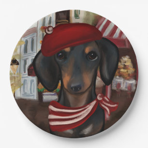 Plato De Papel Doxie negro y canela