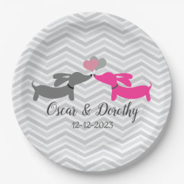 Plato De Papel Doxie personalizada de Dachshund Boda