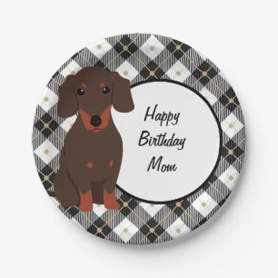 Plato De Papel Doxie y Plaid personalizados