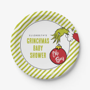 Plato De Papel Dr. Seuss Baby Shower del Niño Grinch Oh Chico