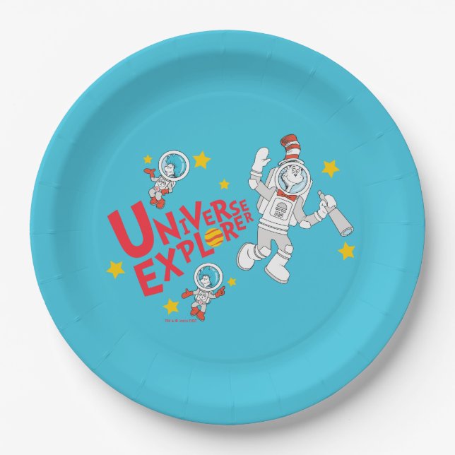 Plato De Papel Dr. Seuss | Cat en el Explorador del universo del  (Anverso)