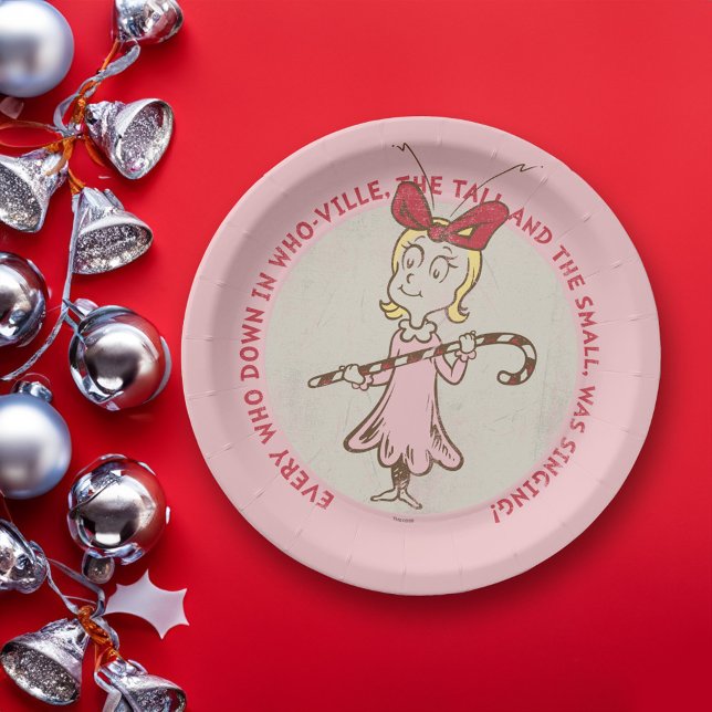 Plato De Papel Dr. Seuss | El Grinch | Cindy-Lou Who - Cute Cuot (Plate on table)