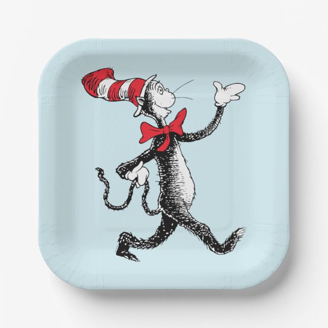 Plato De Papel Dr. Seuss | Gato en la caminata del gato Gorra (Anverso)