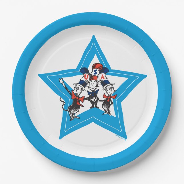 Plato De Papel Dr. Seuss | Gráfico de Gorras de Little Cats USA (Anverso)