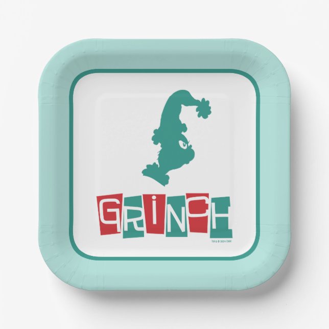 Plato De Papel Dr. Seuss | Grinch - Rojo y Verde (Anverso)