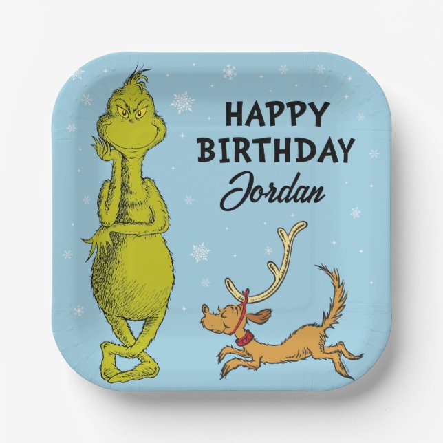 Plato De Papel Dr. Seuss | Grinch Winthday Birthday (Anverso)