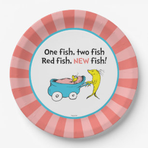 Plato De Papel Dr. Seuss Un pez - Baby Shower de niña