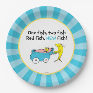 Plato De Papel Dr. Seuss Un Pez - Fiesta de Bebé Niño