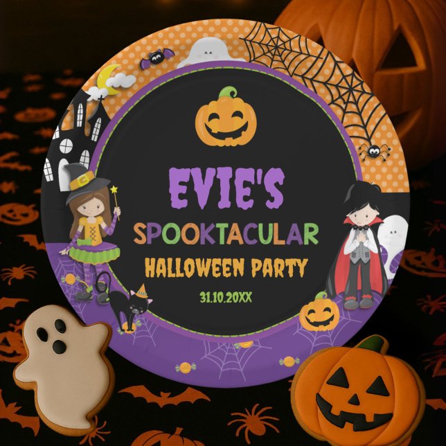 Plato De Papel Drácula de bruja de Halloween calabazas de Jack O  (Subido por el creador)