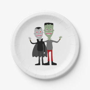 Plato De Papel Drácula y Frankenstein