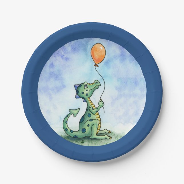 Plato De Papel Dragón 7" del globo placa de papel (Anverso)