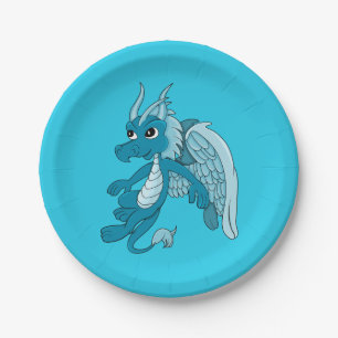 Plato De Papel dragón azul dibujos animados