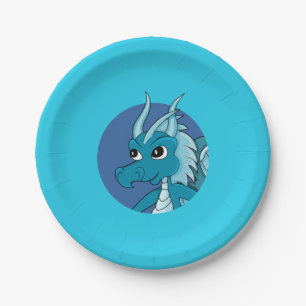 Plato De Papel dragón azul dibujos animados