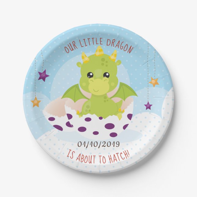 Plato De Papel Dragon Baby Shower (Anverso)