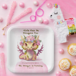 Plato De Papel Dragón Chica de dos años