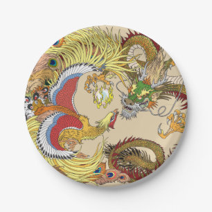 Plato De Papel dragón chino y fénix