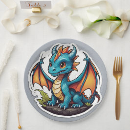 Plato De Papel Dragón de bebé