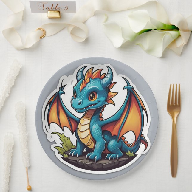 Plato De Papel Dragón de bebé (Boda)