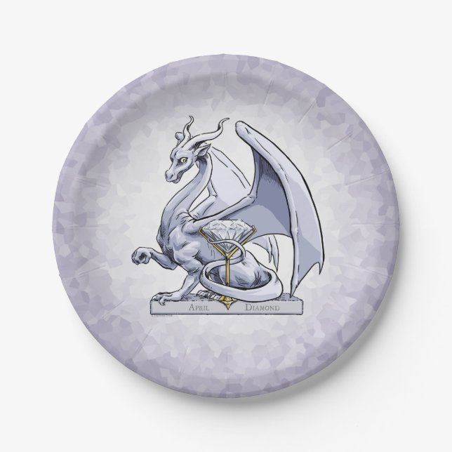 Plato De Papel Dragón de Birthstone de abril: Diamante (Anverso)