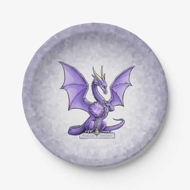 Plato De Papel Dragón de Birthstone de Febrero - Amethyst (Anverso)