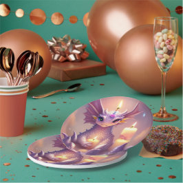 Plato De Papel Dragón de fantasía con velas de cumpleaños