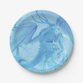 Plato De Papel Dragón de hielo con cuernos