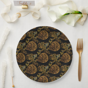 Plato De Papel Dragón de Oro