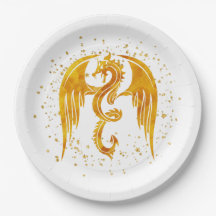 Dragón De Oro En Las Placas De Papel De Las Estrel