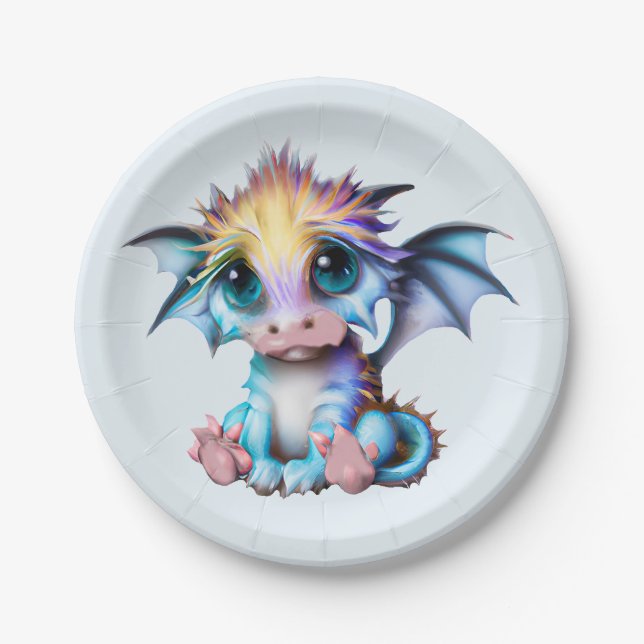 Plato De Papel Dragón infantil kawaii lindo y adorable (Anverso)
