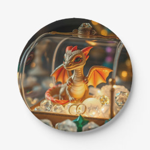 Plato De Papel Dragón lindo en una caja de joyas