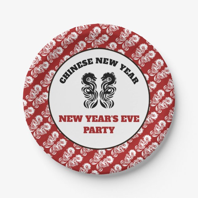 Plato De Papel Dragón oriental de Año Nuevo chino (Anverso)