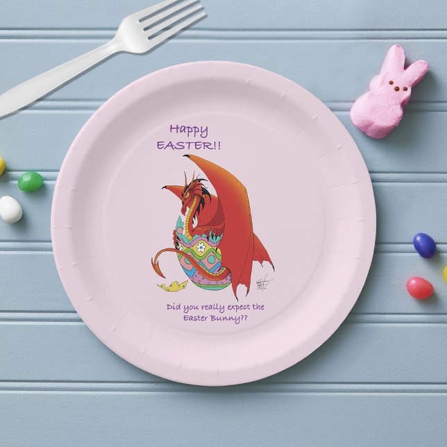 Plato De Papel Dragón rojo de huevo de Pascua (Subido por el creador)
