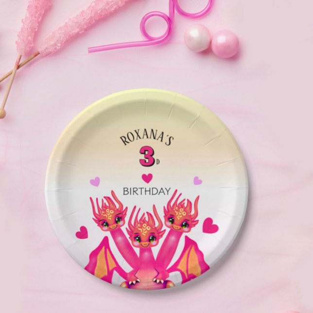 Plato De Papel Dragón rosa (Subido por el creador)