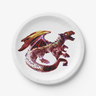Plato De Papel Dragón Rubí Rojo Mágico que Echa Fuego