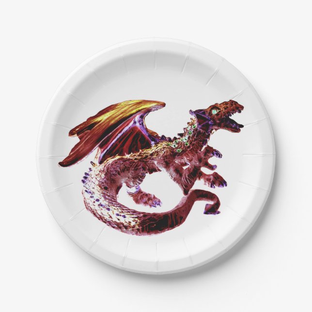 Plato De Papel Dragón Rubí Rojo Mágico que Echa Fuego (Anverso)