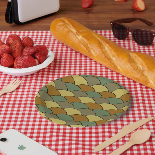 Plato De Papel Dragon Scales, Fans, Waves, Seigaiha, Camouflage (Picnic)