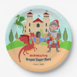Plato De Papel Dragon Slayer Knight Boy Birday Party