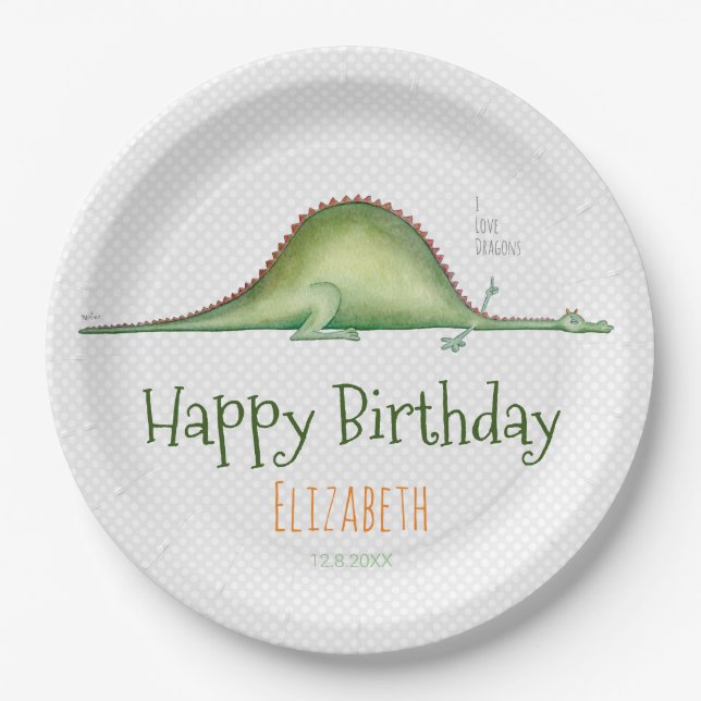 Plato De Papel Dragón tendido en el suelo (Anverso)