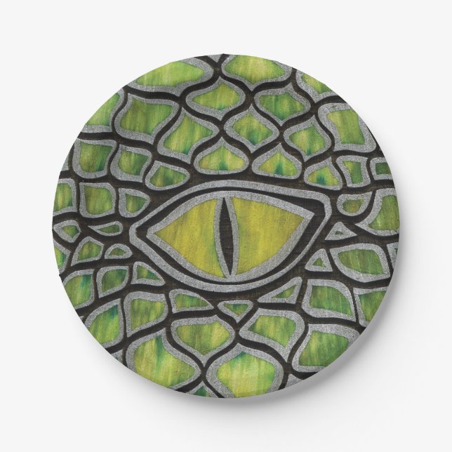 Plato De Papel Dragón verde (Anverso)