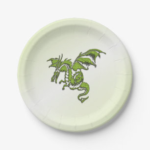 Plato De Papel Dragón volador verde
